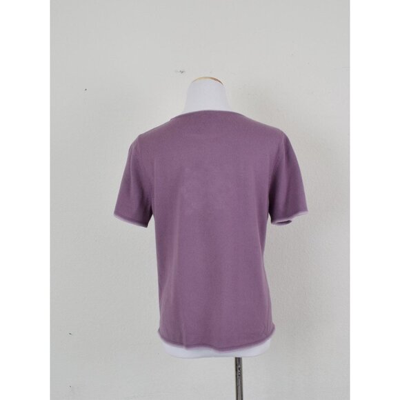 Vintage 90s Crosstich Mauve Knit Top size M - Picture 3 of 9